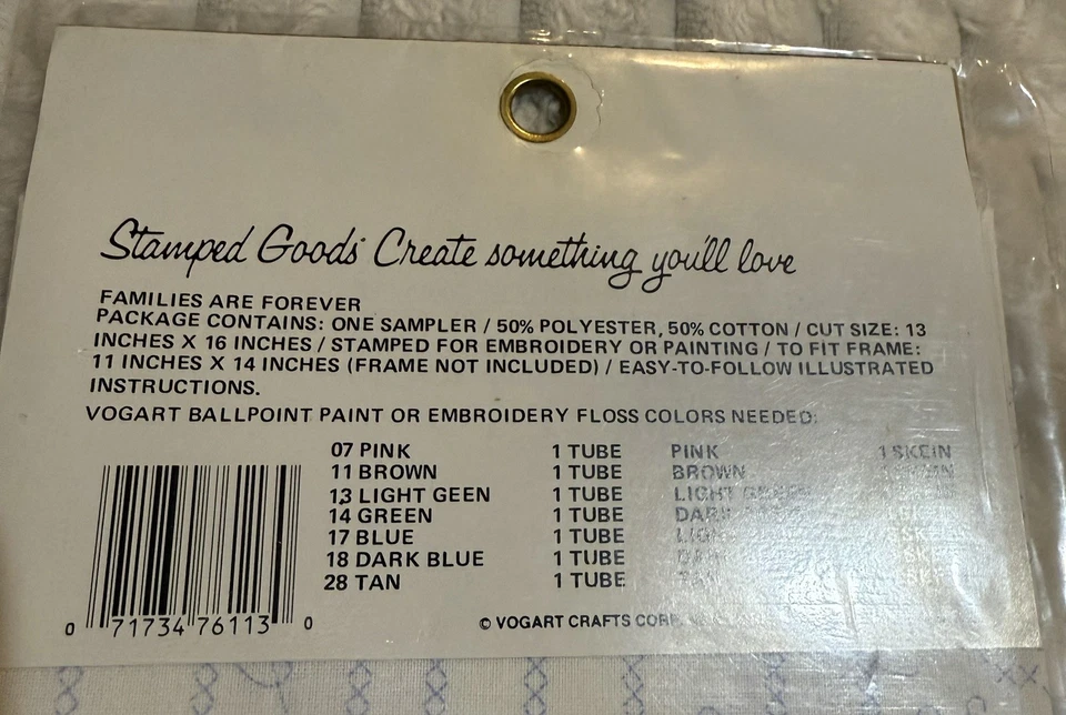 Vogart Crafts Sampler Embroidery or Ballpoint Painting Families are Forever New - Image 3 of 3