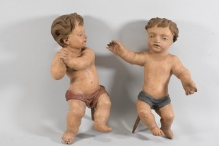 O55J32 2 Barock Engel Putten Amoretten 18./ 19.Jh Holz geschnitzt