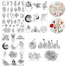 Water Soluble Embroidery Patterns - 4 Sheet Stick Stitch Embroidery Paper W...