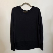 Athleta Black Long Sleeve Crew Neck Sweatshirt Thumbholes Size S