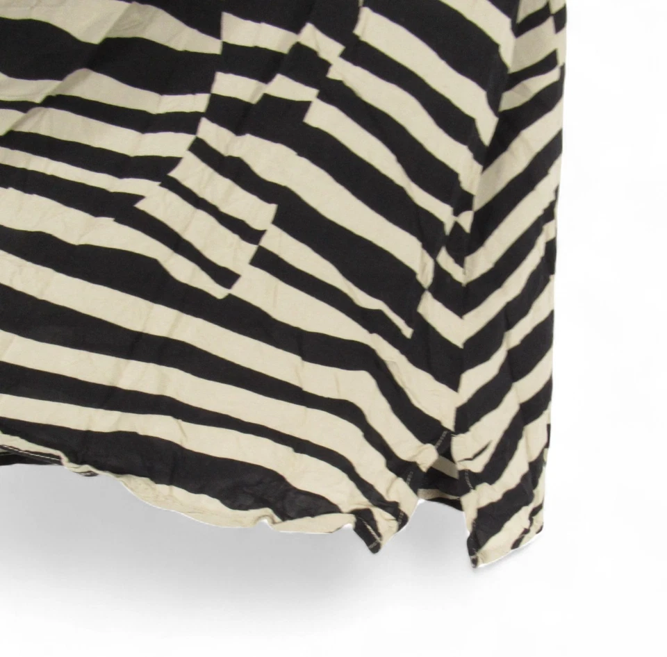 CATO Mujer NEGRO/BEIGE RAYAS CEBRA Sarga 1/2 Botón BOLSILLO Camisa/Top Talla 26/28W Foto 3 de 4