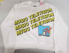 MTV Music Television Logo Sweatshirt Adult Medium White NWT Mens
