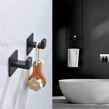 2 Pack Matte Black Metal Hooks, Right-Angle Design for Towels, Robes & Hats, ...
