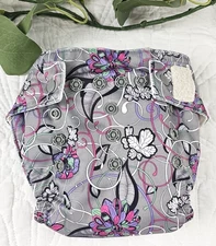 Grovia AIO Shell + 1 Liner Gray Floral Waterproof Adjustable OS Cloth System