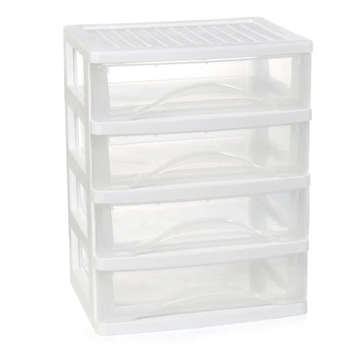 White Desk 4 Drawer Organizer Plastic Small Storage Bin For Office Home