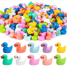 200Pcs Tiny Ducks 10 Colors Little Duck Figures Mini Resin Ducks Plastic Small