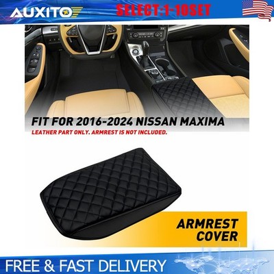 For Nissan Maxima 2016-2024 Console Lid Armrest Leather Cover Pad Black 1-10X