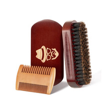 Beard Brush Boar Bristle Wood Comb Set Men Mustache Hair Grooming Kit