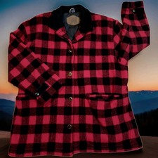 Vintage 1980s Woolrich Buffalo Plaid Wool Jacket, sz XL, Workwear Chore Hunting