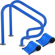 Blue Pool Handrail Covers 2-Pack Zippered Slip Resistant for Inground Ladders