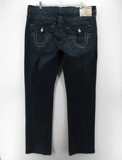 True Religion Jeans Men 36 Blue Ricky Big T Flap Relaxed Straight Denim 36X34