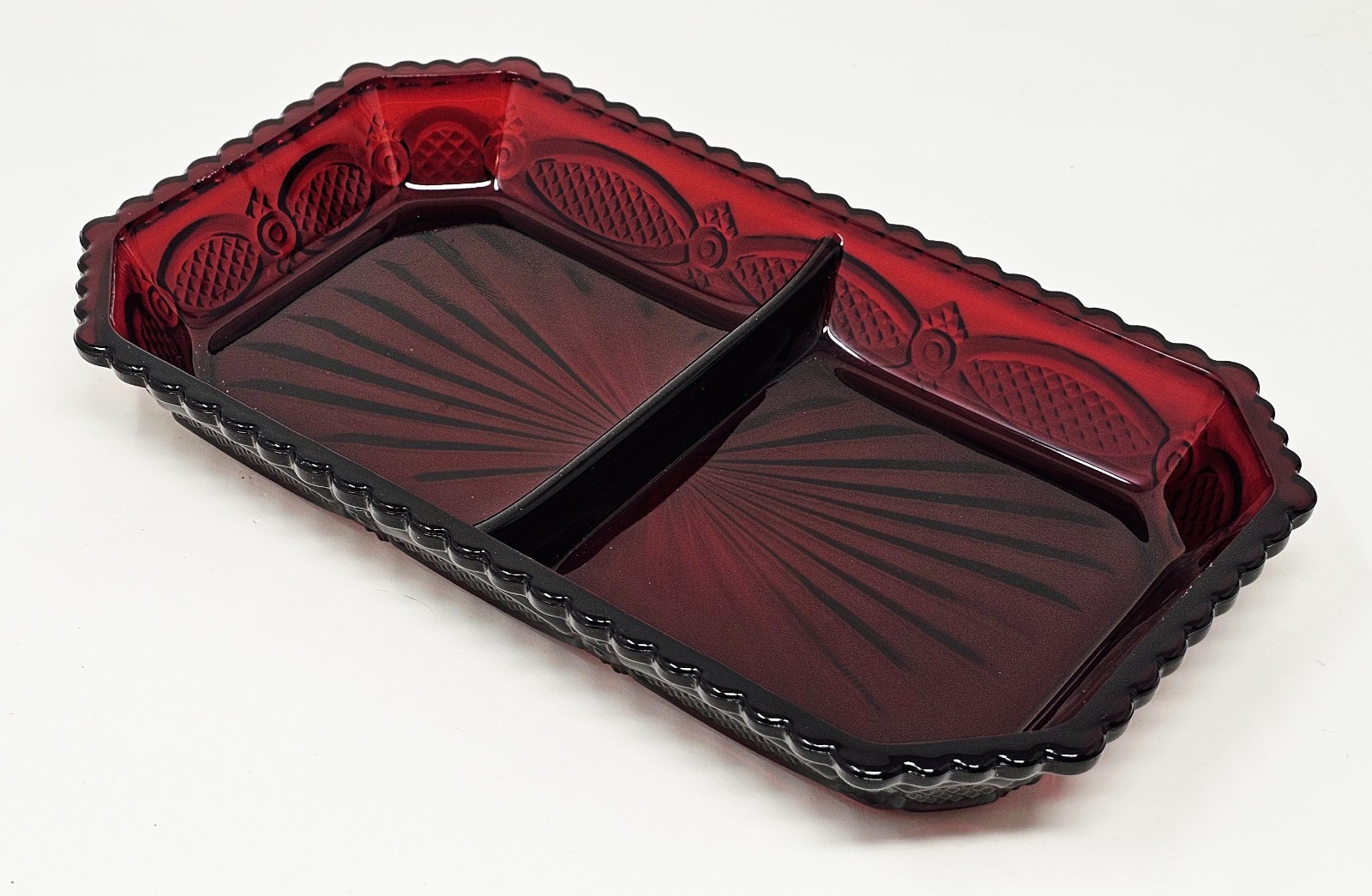 Avon Ruby Red 1876 Cape Cod Divided Relish Tray 9