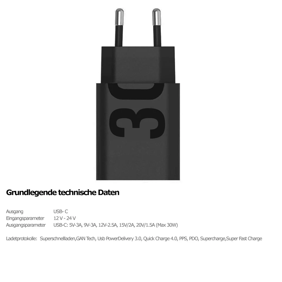 Original Lenovo 30W USB-C Adapter MC-302 – Hochwertiges Schnellladegerät - Bild 2 von 4