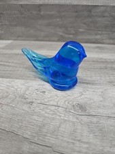 Vintage Leo Ward Blue Bird of Happiness   Signed 1993   3" Art Glass Figurine