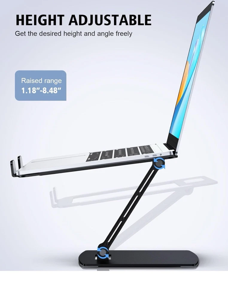 Portable Laptop Riser Stand Ergonomic MacBook Aluminum Holder 10-16 Inch Laptops - Image 3 of 4