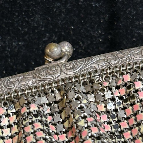 1920s Antique Whiting Davis Flapper Bag Art Deco Mesh Purse Enamel AS IS - Picture 3 of 13