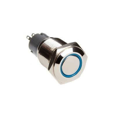 Race Sport 16mm Latching / Momentary Push Button Switch ON-OFF W BLUE LED 12V