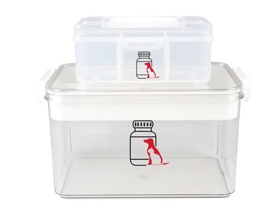 Set of 2 First Aid Kit box,Large Pet First Aid Kit Bin Empty,Portable Medicin...