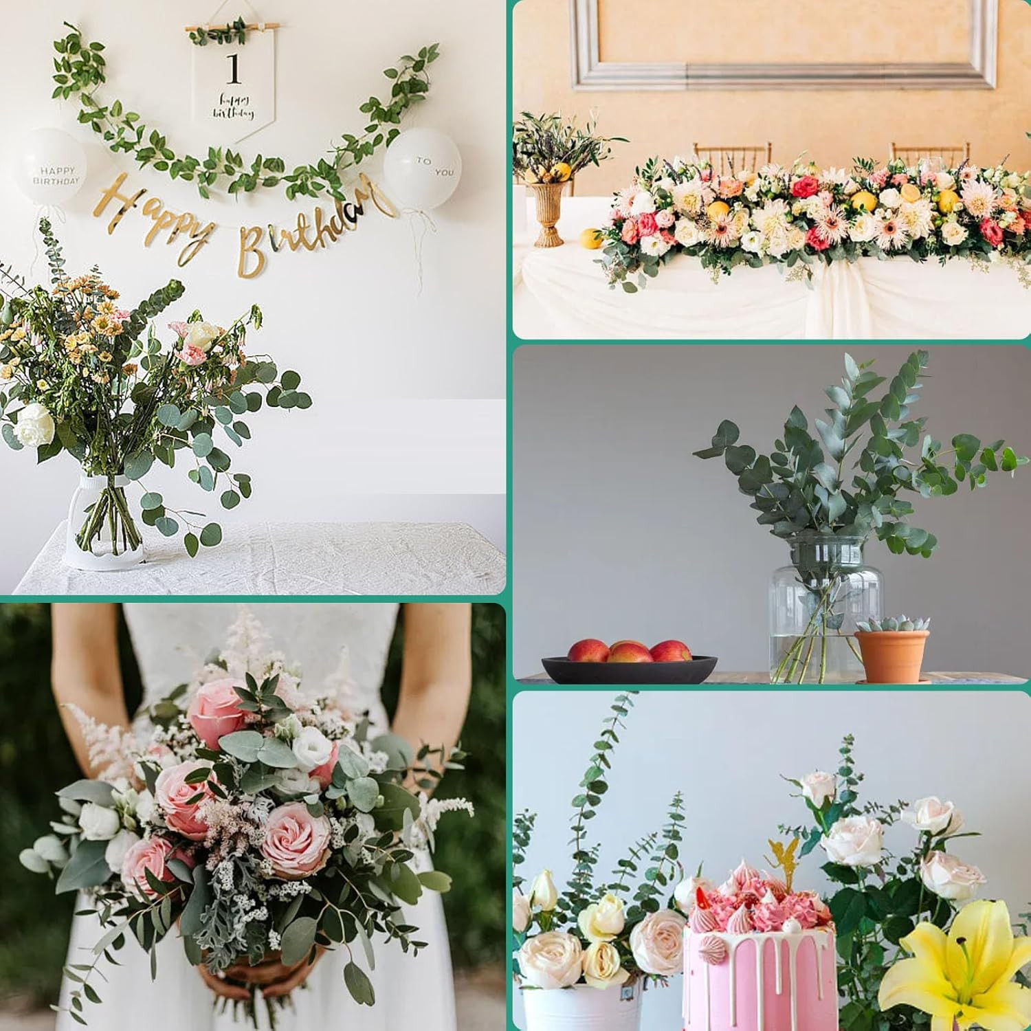 10 Pcs Dried Branches Plant Stems Eucalyptus for Shower 17'' Natural Real Easter