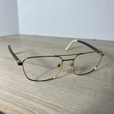 Prada Eyeglasses Square Gold Gray Transparent White 52-17 FRAMES ONLY