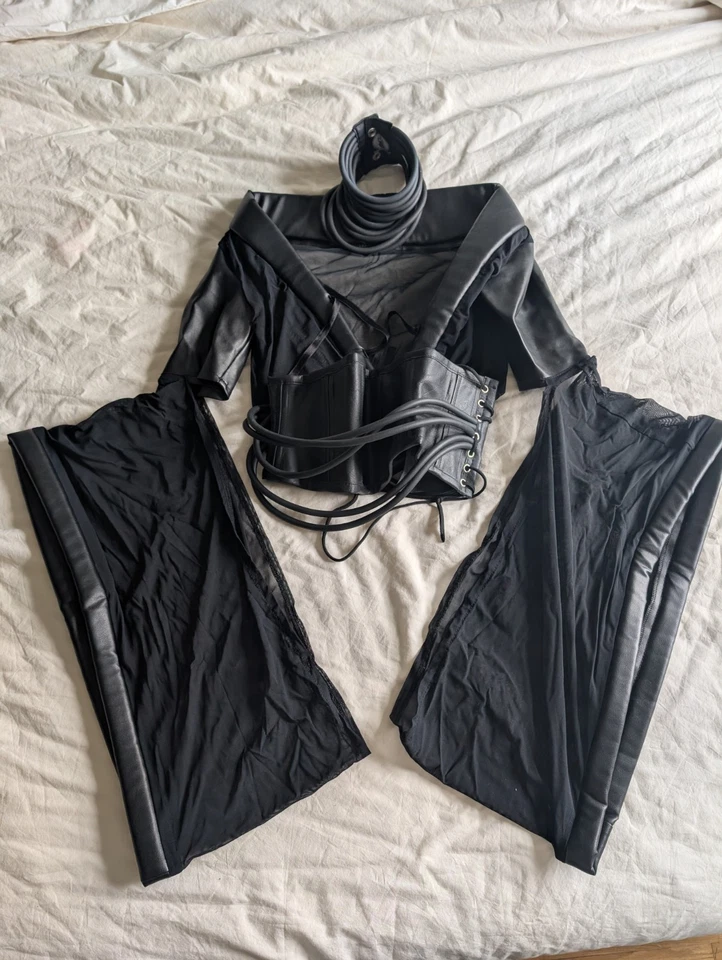 Cyberesque Kimono Corset Collar Set Gothic Cyber Geisha Halloween Costume - Image 3 of 4