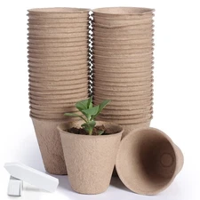 JERIA 50-Pack 3.15 Inch Peat Pots for Seedling with 50 Pcs Inch, Brown 