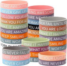 JUNEBRUSHS 64pcs Motivational Quote Silicone 8 0.45 2.56 inches, Colorful