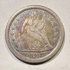 1841 Seated Liberty Dime Silver Cabinet Toning Color Better Date Great for Album