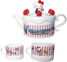 Sanrio Japan Limited Hello Kitty 50th Anniversary Pair Tea Pot  Cup Set