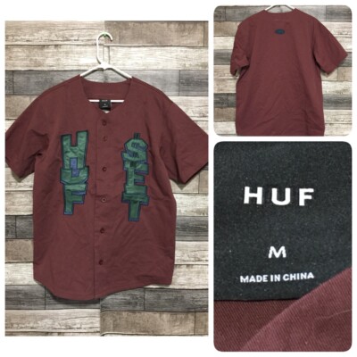 HUF Baseball Jersey Shirt Men s M Button Front 100% Cotton Huf Set