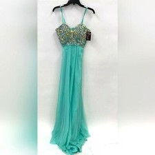 NEW Angelia & Alison Women's Beaded Blue/Teal Prom/Formal Dress - Size 6