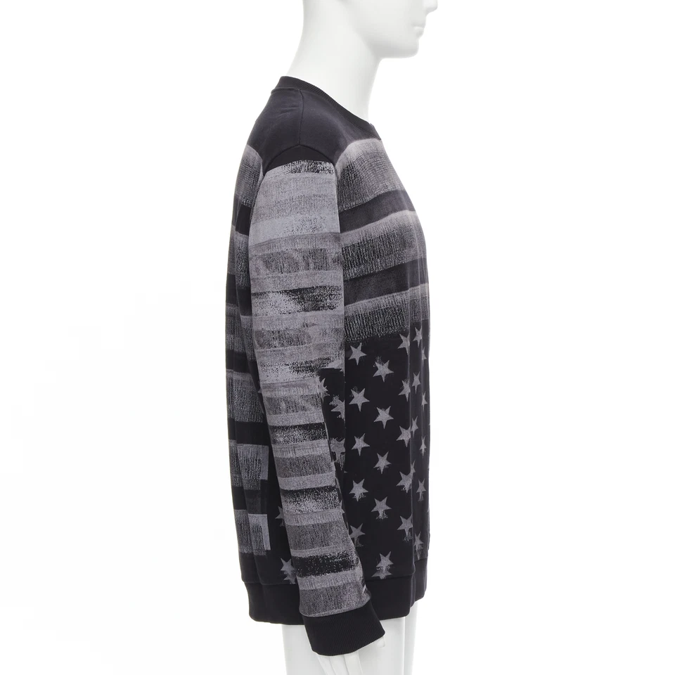 GIVENCHY Riccardo Tisci grey Americana flag distressed cotton crew sweater M - Image 4 of 4