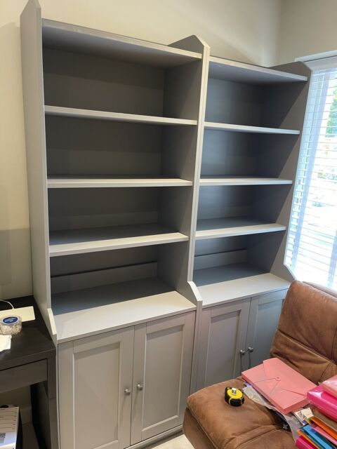 Ikea Grey High Cabinets With Doors x2 one with rail and draws