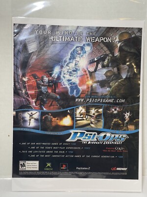 Psi-Ops: The Mindgate Conspiracy Xbox PS2 2004 Vintage Print Ad/Poster Official