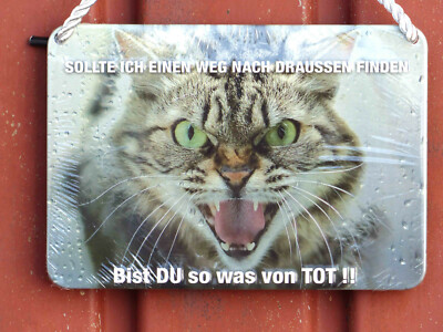 Blechschild Sollte ich einen Weg nach draussen finden...........KULTHÄNGER Katze