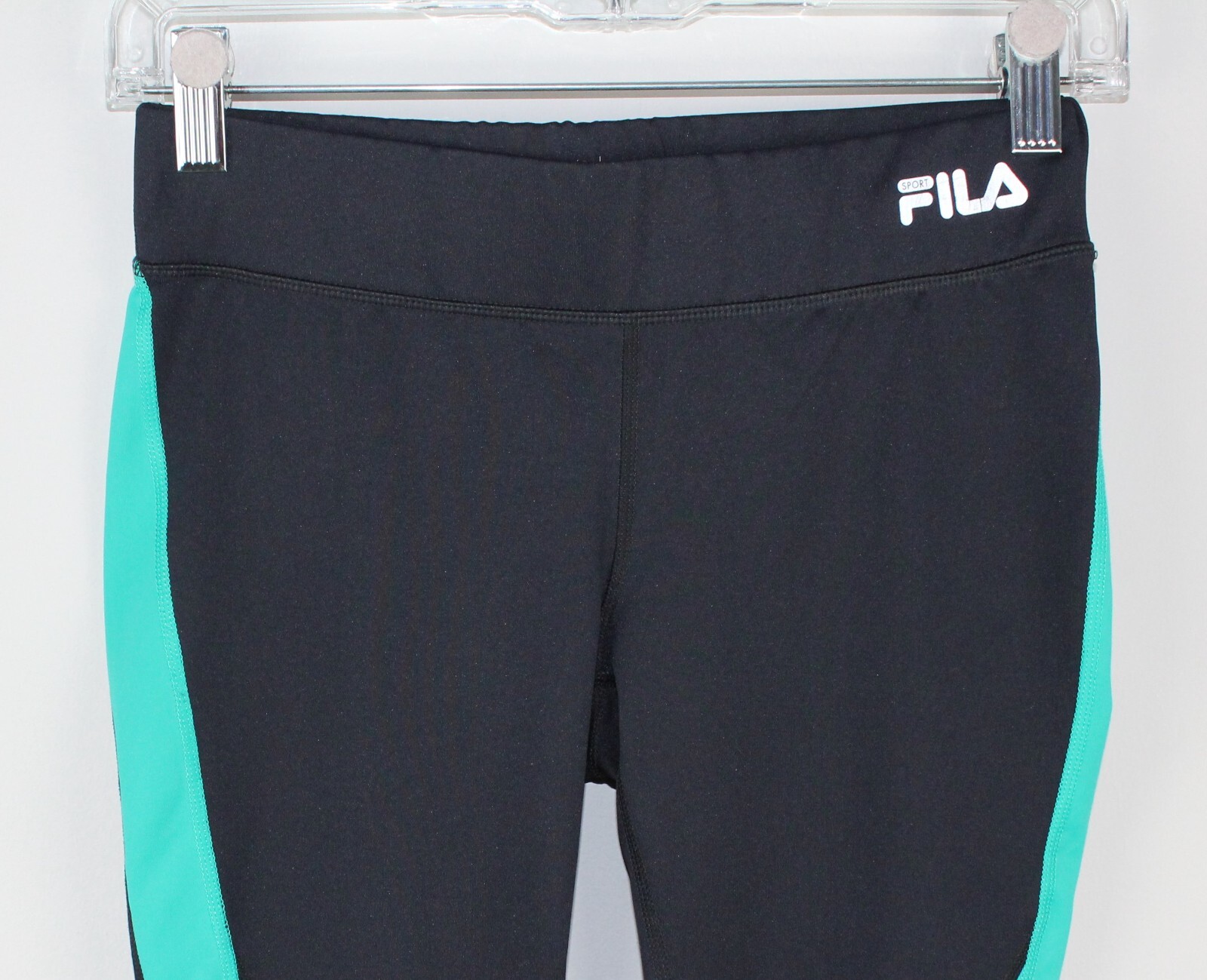 Leggings donna FILA nero verde vita media Capri taglia XS elastico in vita