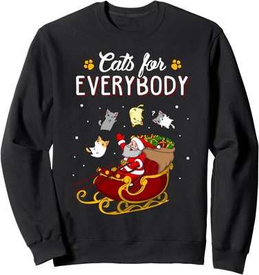 Cats For Everybody Cat Christmas Ugly Sweatshirt Small, Black 