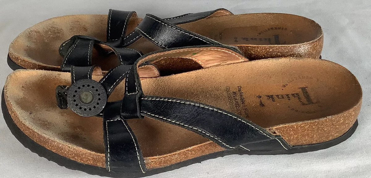Think Black Sandal Toe Loop Post Strappy Julia 89333 Women Size 22