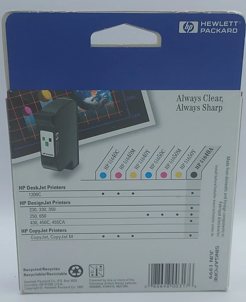 Genuine HP 51640A Black EXPIRED Jun 1999 Ink DISCONTINUED NEW SEALED HP 51640A - Image 2 of 4