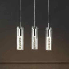 JONATHAN Y Mium 21.63 in. 3-Light Modern LED Linear Pendant Light, Chrome