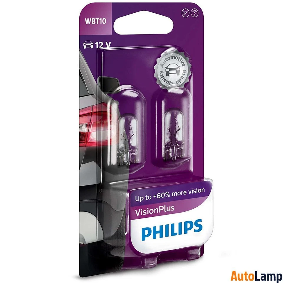 PHILIPS WBT10 Halogen Vision Plus W6W 12V 6W W2,1x9,5d Rücklicht 12040VPB2 Set - Bild 1 von 1