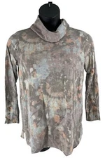 LOGO Lounge by Lori Goldstein Printed Tie-Dye Cowl Neck Top Neutral