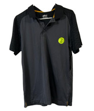 Prince Men's Interlock 3-Button Short Sleeve Tennis Polo Shirt, Flint/Black, XL