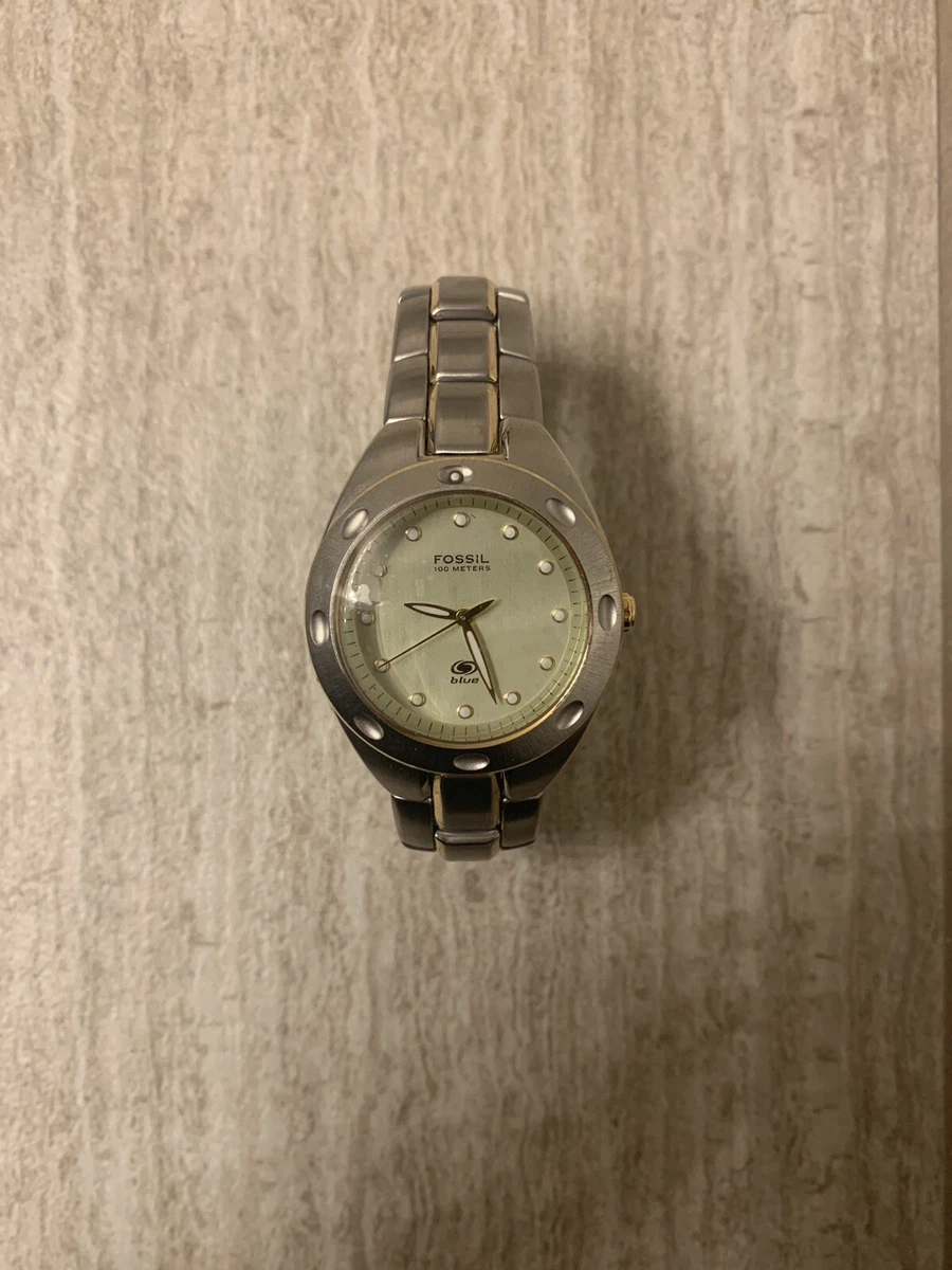 Fossil Blue Mens 100 Meter Stainless Steel Watch AM-3352 | eBay