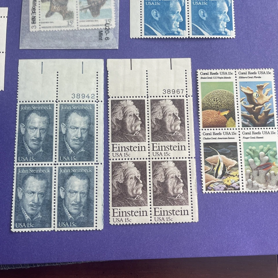 U.S. 1938,1978-1980, 15c Stamp 8 Block of 4, 7- MNH, 1 Used, VF/XF , See Photos - Image 4 of 4
