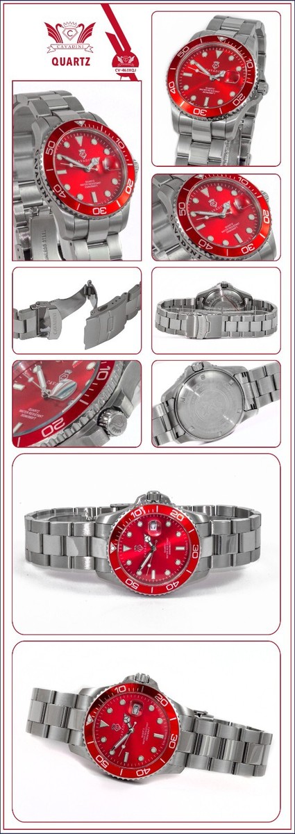 Montre Homme Cavadini Plongeuse CV-463J - Acier Inoxydable 40mm Étanche 30M