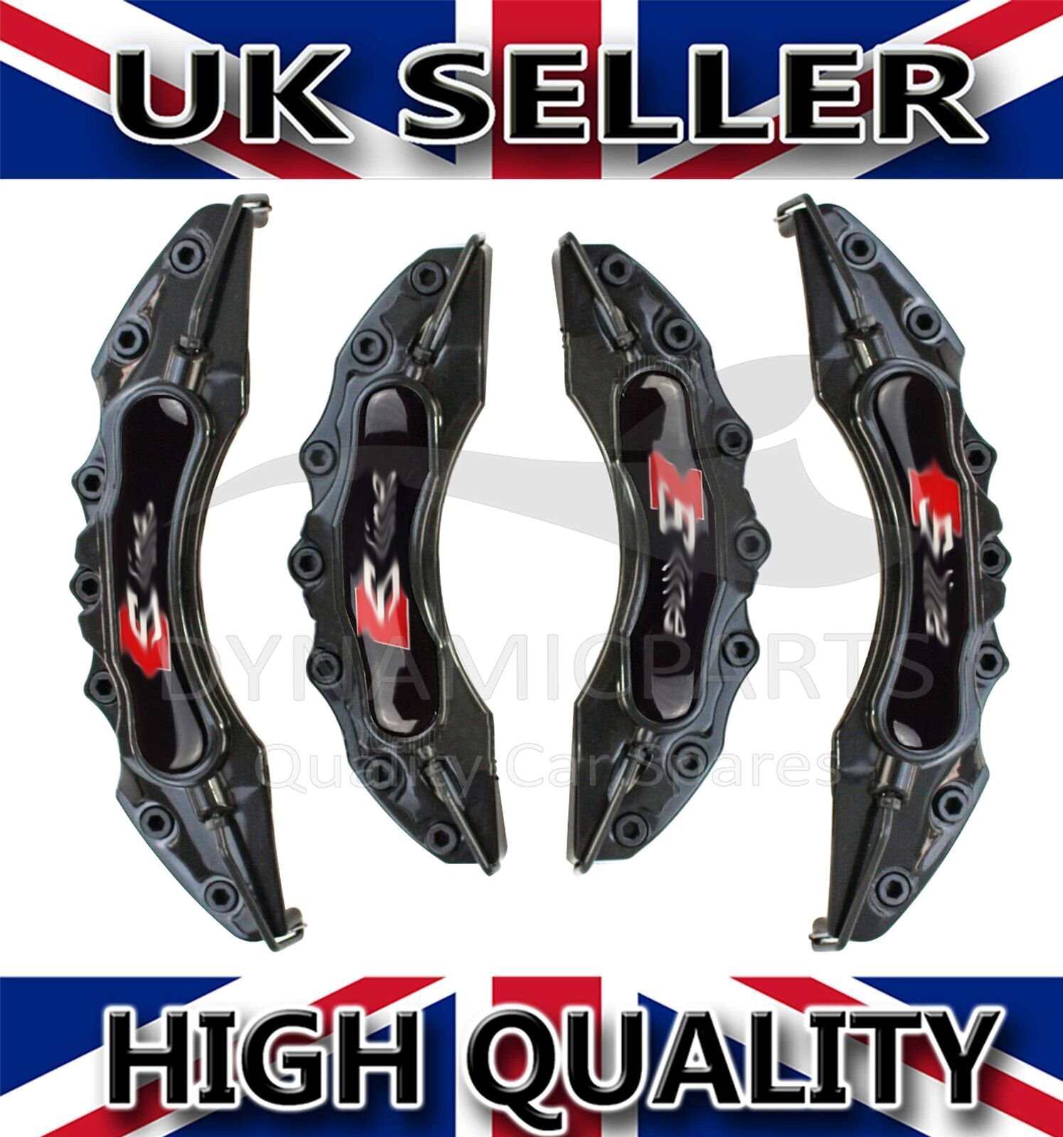 FOR AUDI S LINE BRAKE CALIPER COVER KIT FRONT REAR BLACK ABS 4PCS WITH