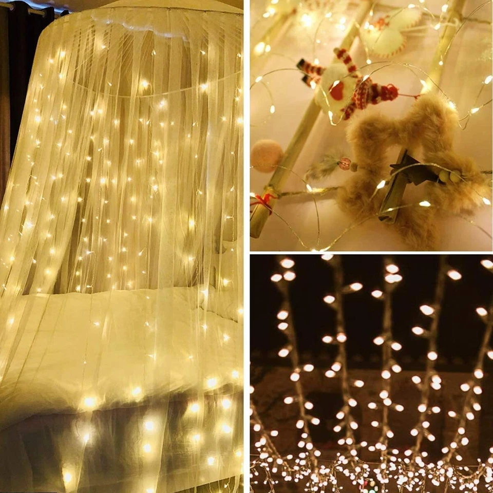 Twinkle Star 300 LED Window Curtain String Light Outdoor Indoor Wall Decorations - Image 4 of 4