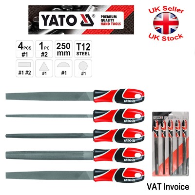 Yato Profi Metall lang 250 mm (10'') T12 Stahlfeilen 5 Stück YT-6238