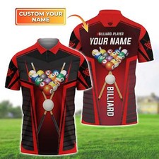3D Full Printed Billiard Players Polo Shirt Personalized Name Billiard Polo Shir